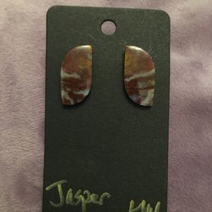 Fancy Cut, All Natural Red Jasper- split matched pair - handmade one of a kind